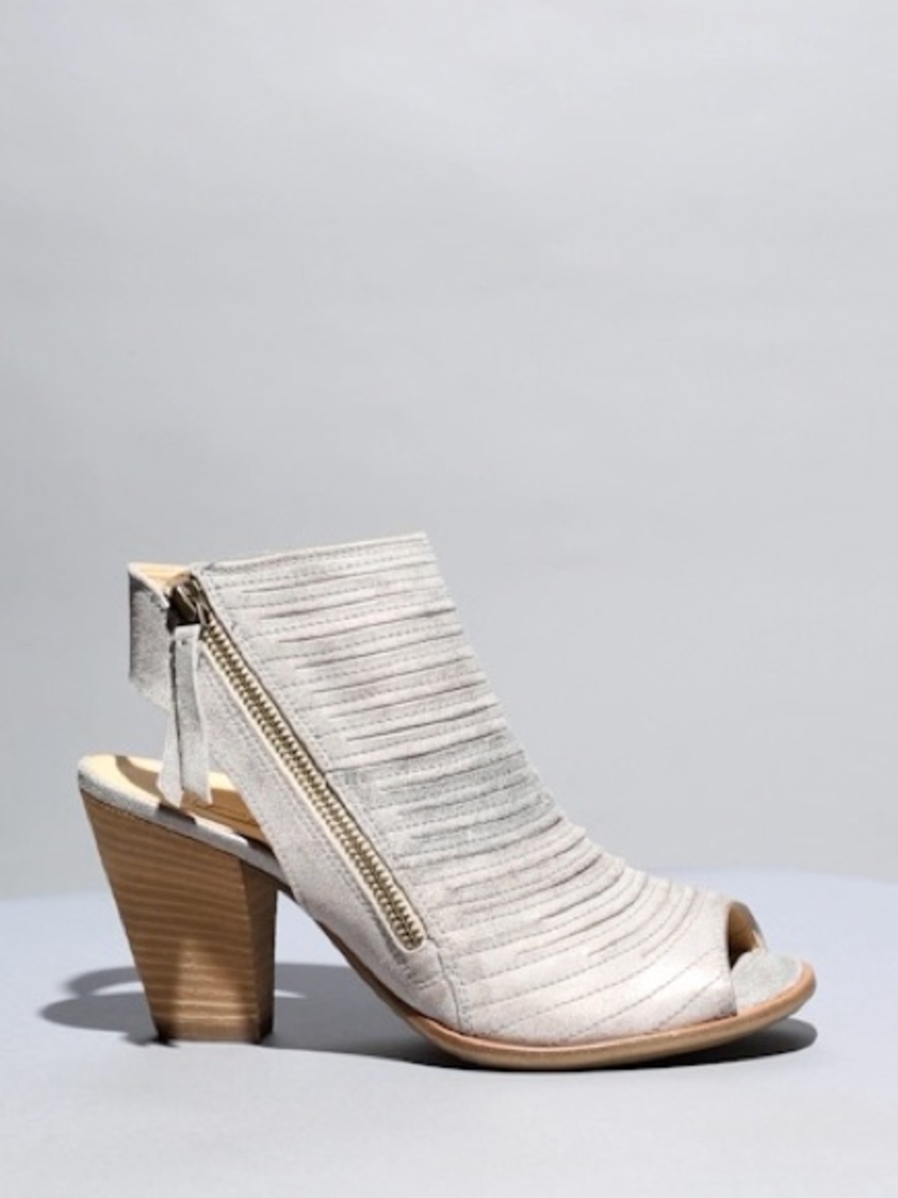 Paul Green Cayanne Peep Toe White Leather Zipper Heeled Sandal Booties Sz UK 5.5